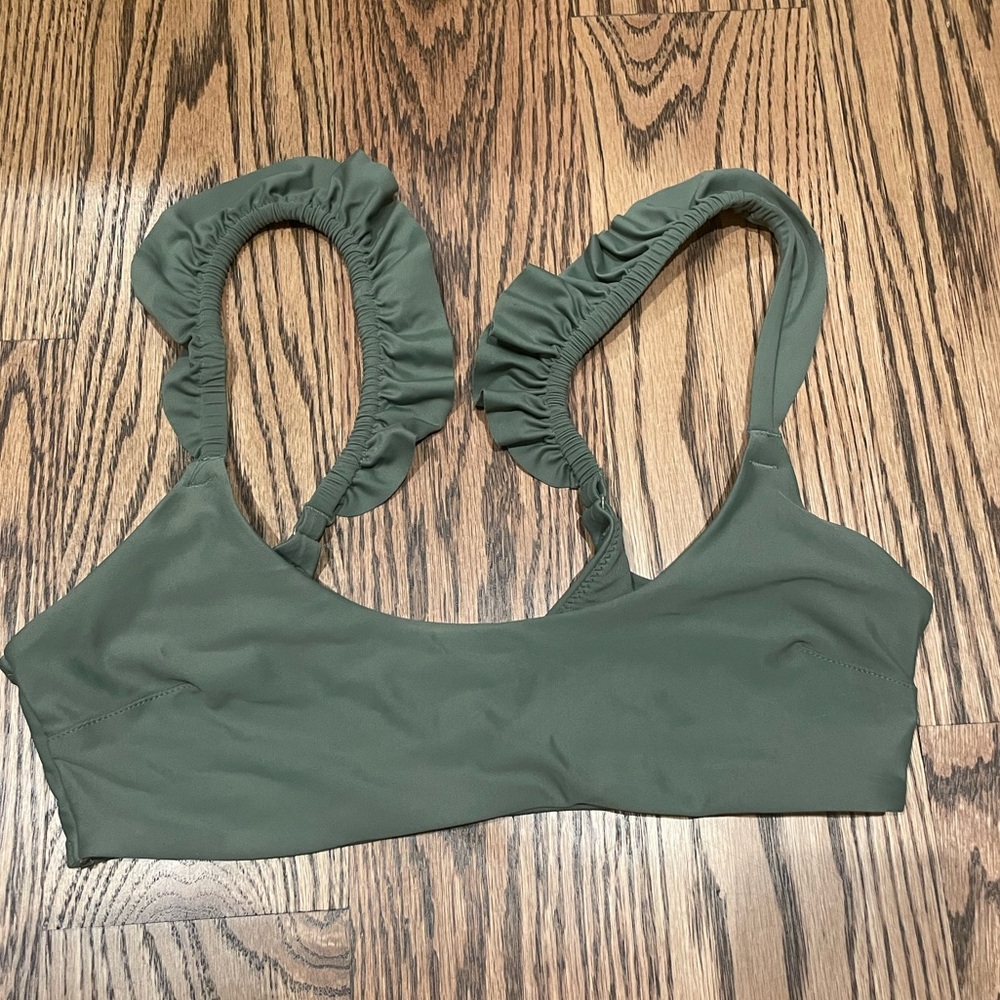 Green Aerie Ruffle Sleeve Bikini Top